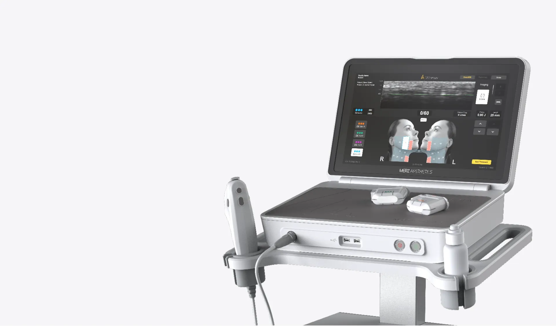 Ultherapy PRIME® control unit features an advanced platform for non-invasive skin lifting treatment.